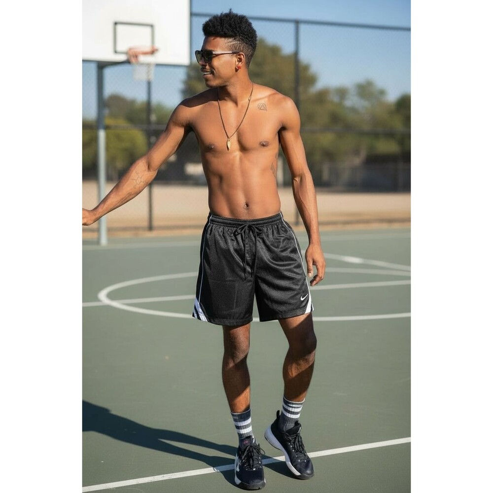 Nike Vintage Dazzle Basketball Shorts Sky Black Gray Silver White YL Men Small